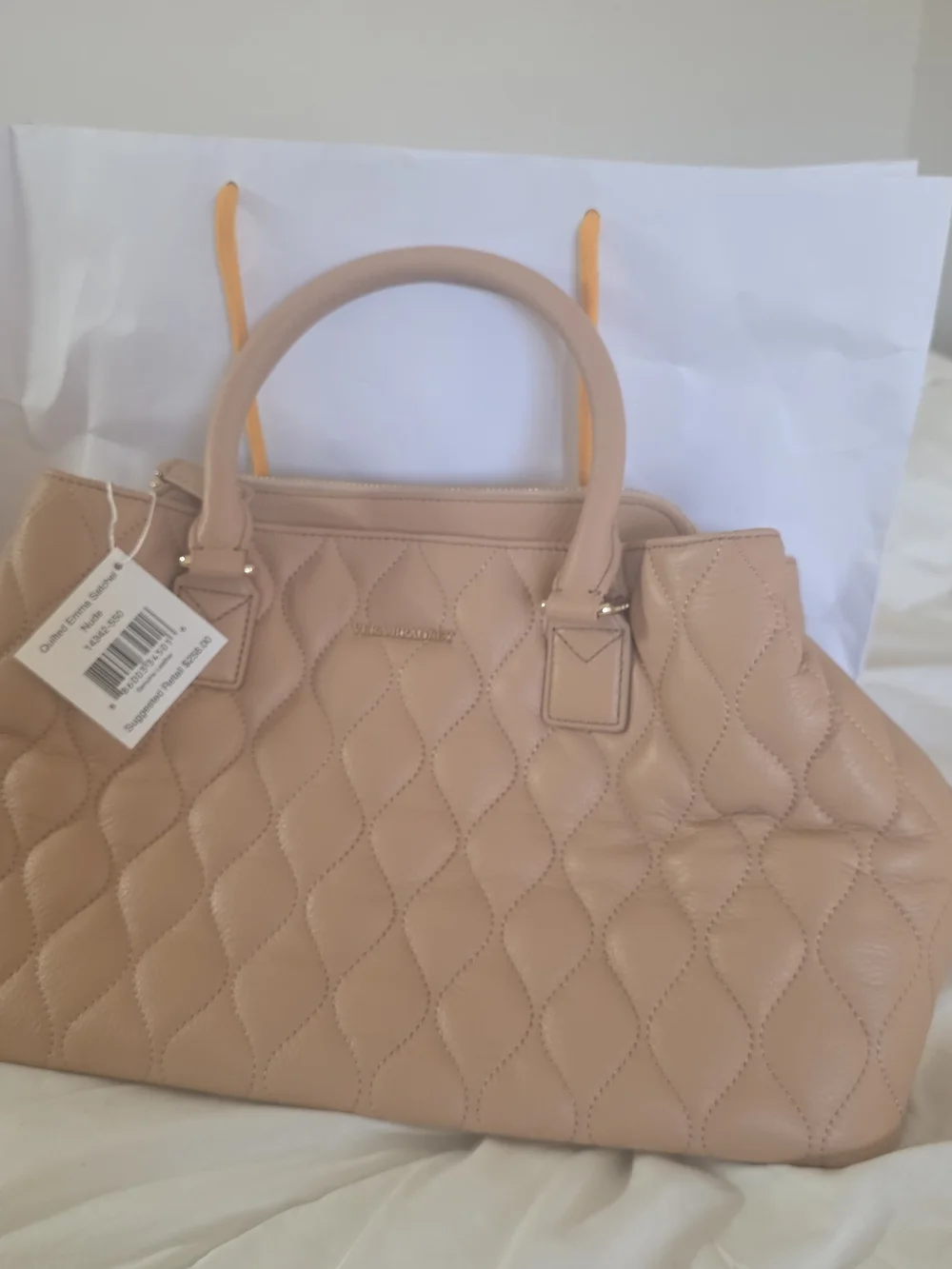 Vera Bradley Quilted Satchel in Nude
